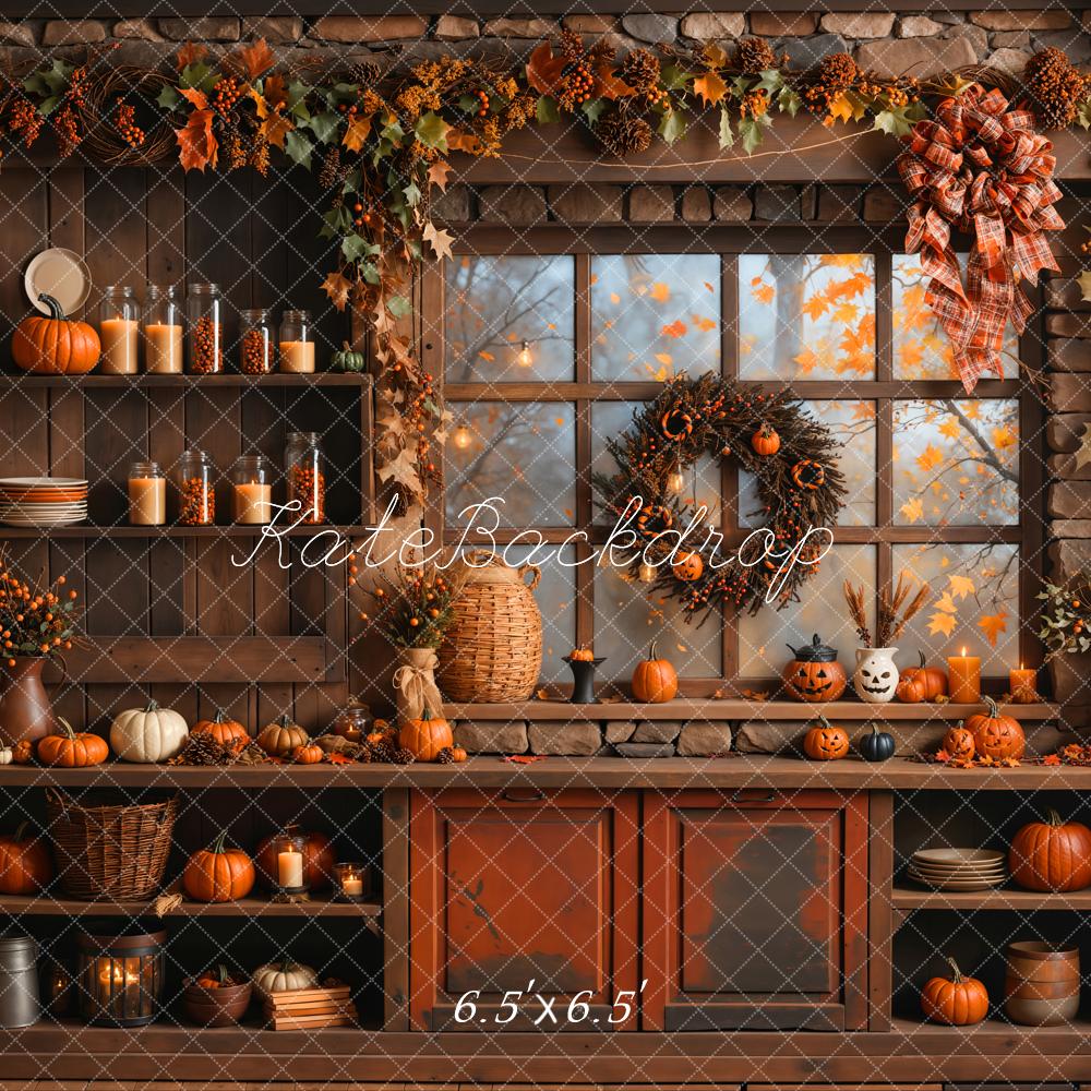 Kate Autumn Halloween Pumpkin Kitchen Backdrop Designed by Emetselch - Image 2