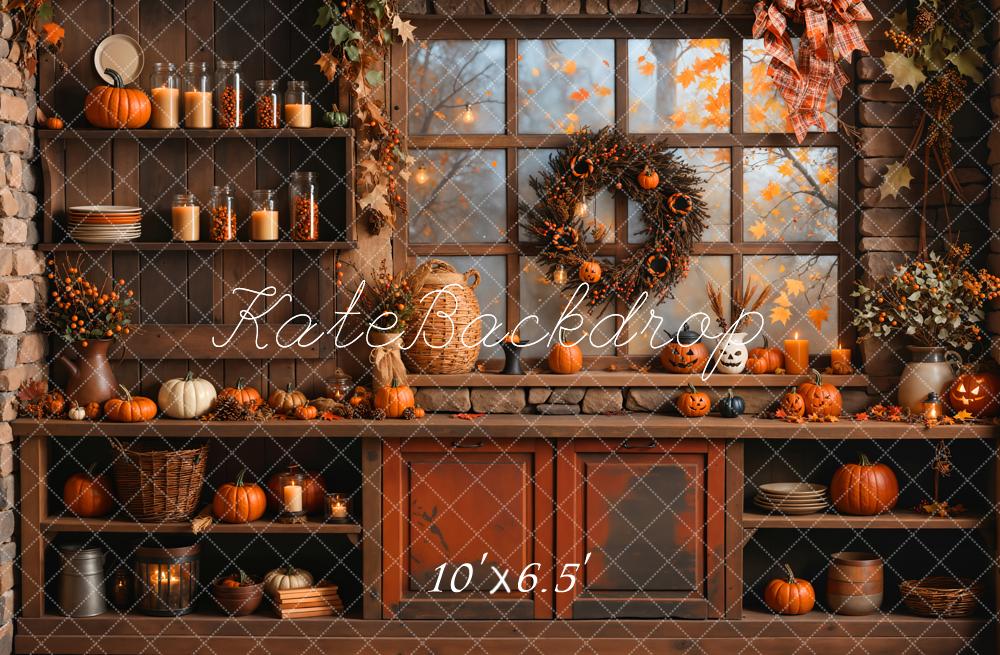 Kate Autumn Halloween Pumpkin Kitchen Backdrop Designed by Emetselch - Image 4