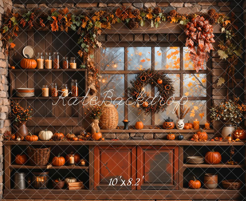 Kate Autumn Halloween Pumpkin Kitchen Backdrop Designed by Emetselch - Image 5