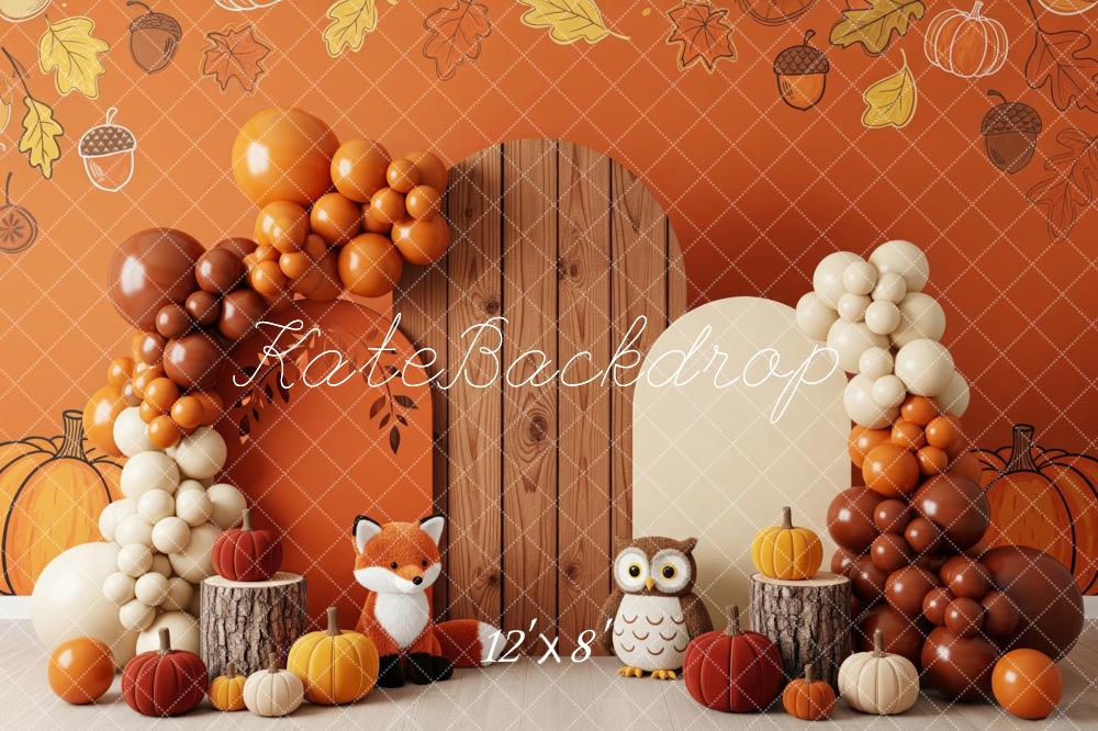 Kate Autumn Leaves Balloons Fox Owl Pumpkins Backdrop Designed by Patty Robert - Image 8