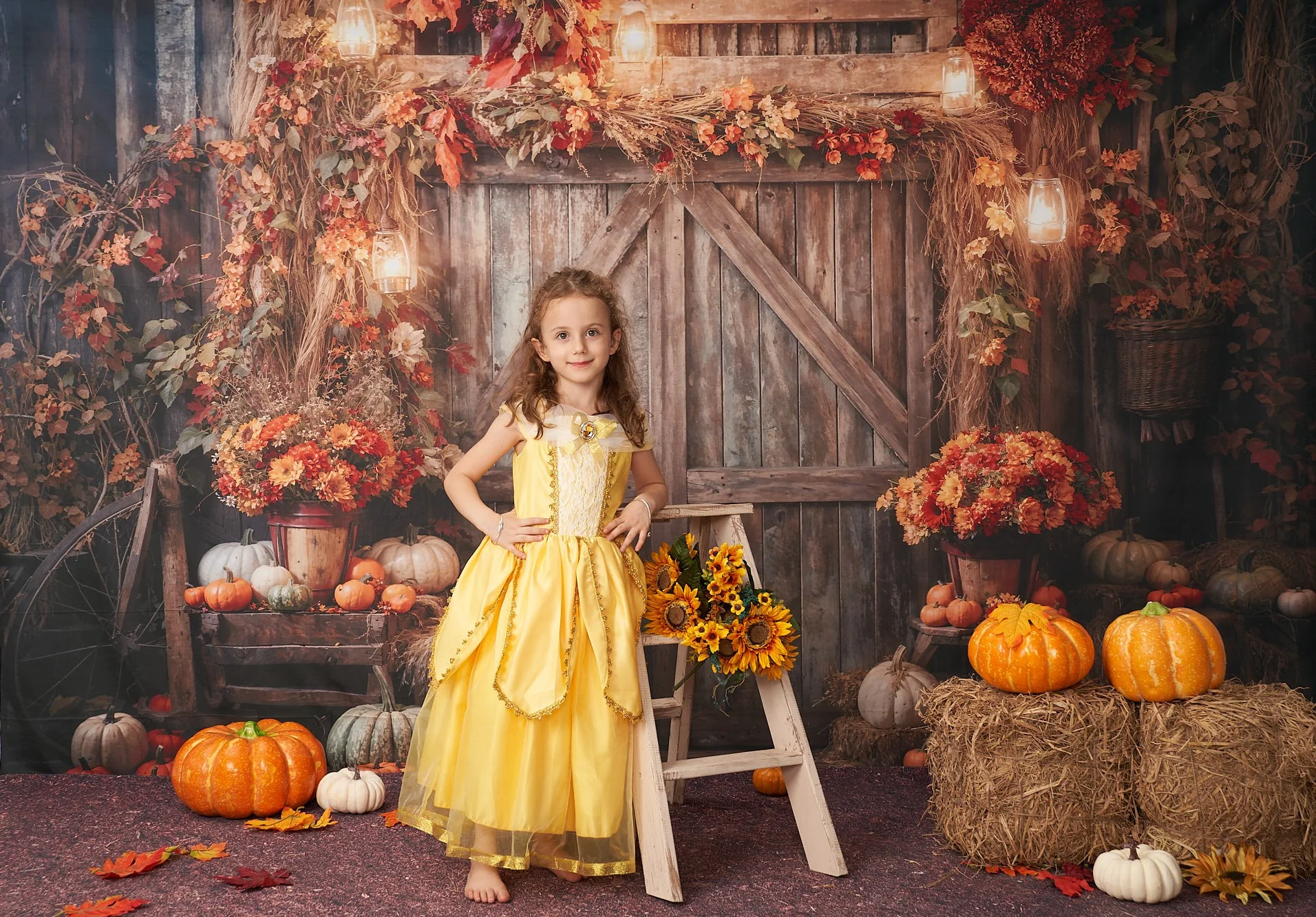 Kate Autumn Leaves Retro Barn Backdrop Designed by Emetselch - Image 3