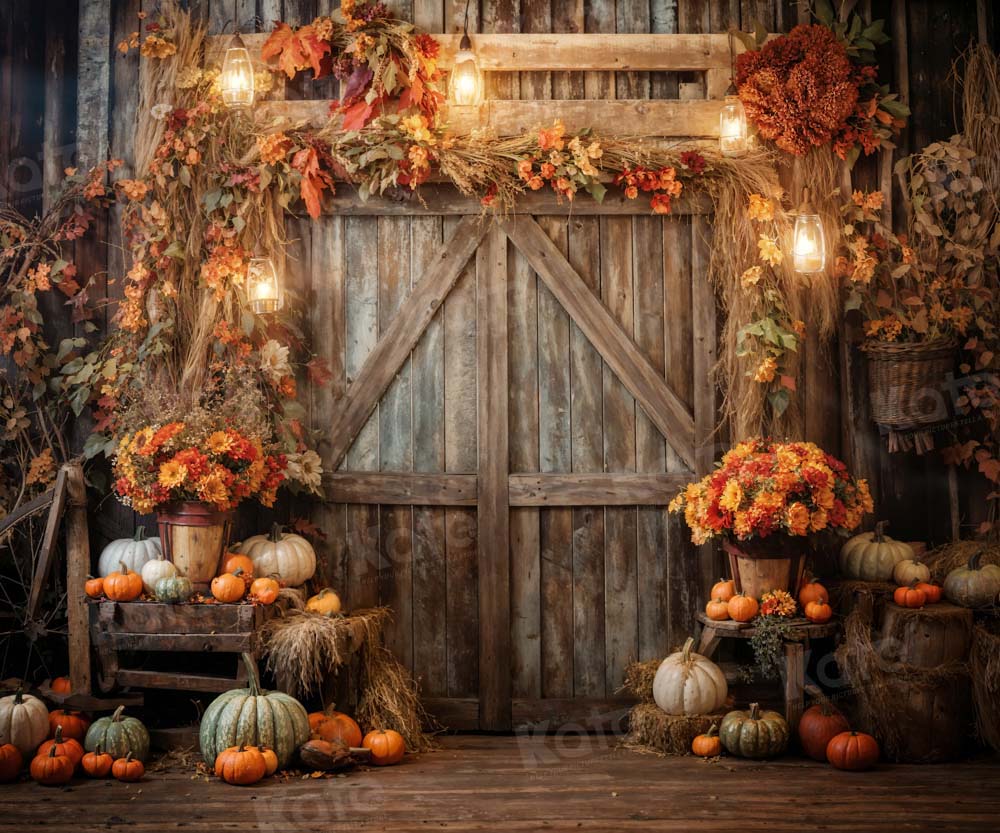 Kate Autumn Leaves Retro Barn Backdrop Designed by Emetselch - Image 7