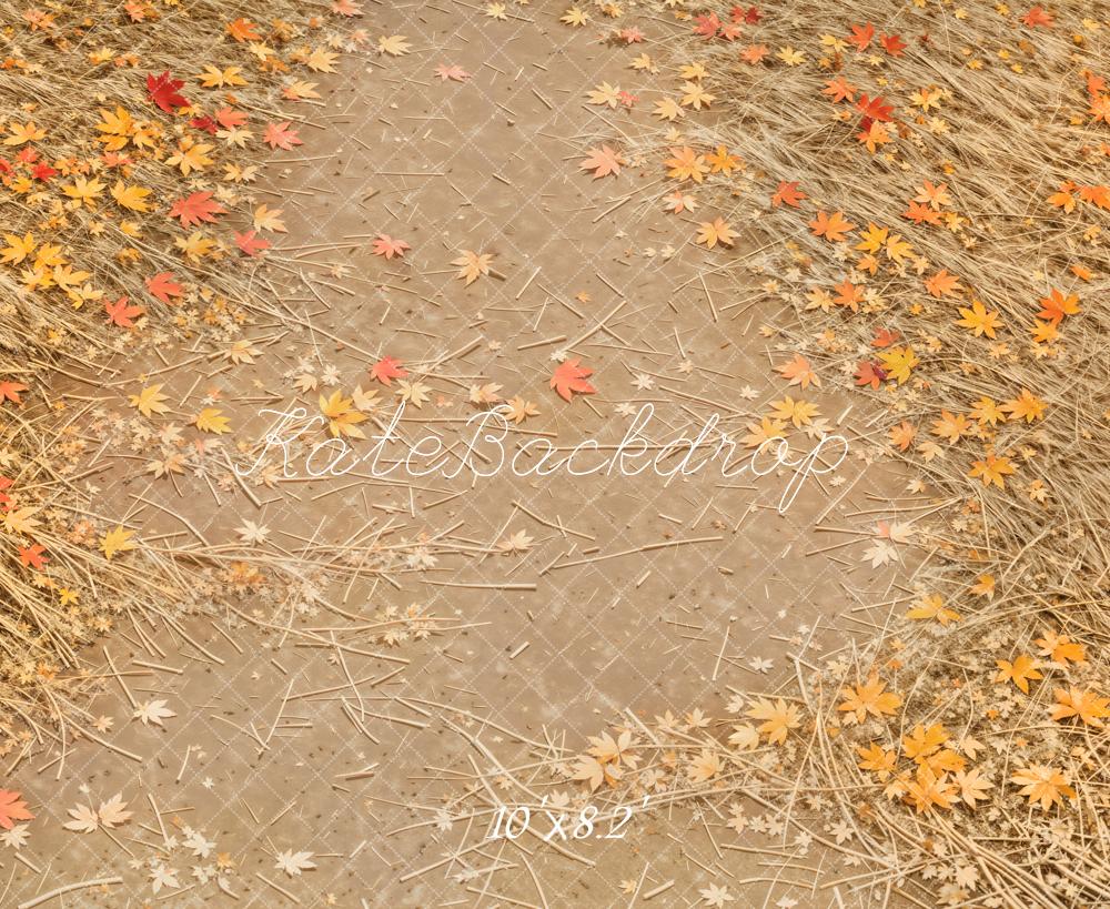 Kate Autumn Leaves Straw Texture Backdrop Designed by Emetselch - Image 2