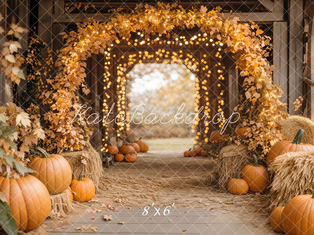 Kate Autumn Maple Arch Pumpkins Barn Backdrop Designed by Emetselch - Image 7