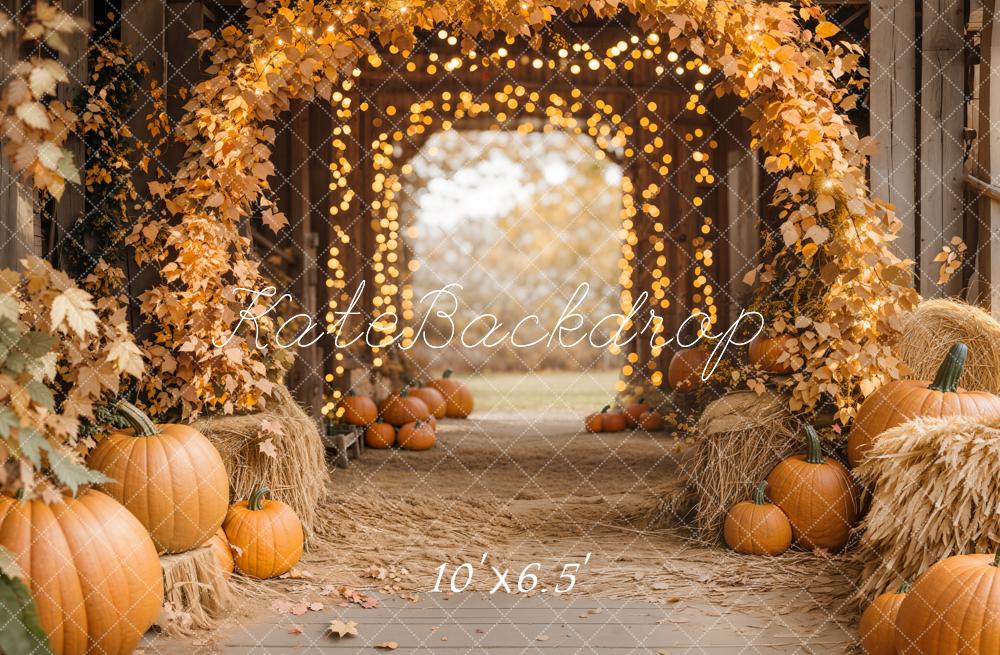 Kate Autumn Maple Arch Pumpkins Barn Backdrop Designed by Emetselch - Image 8