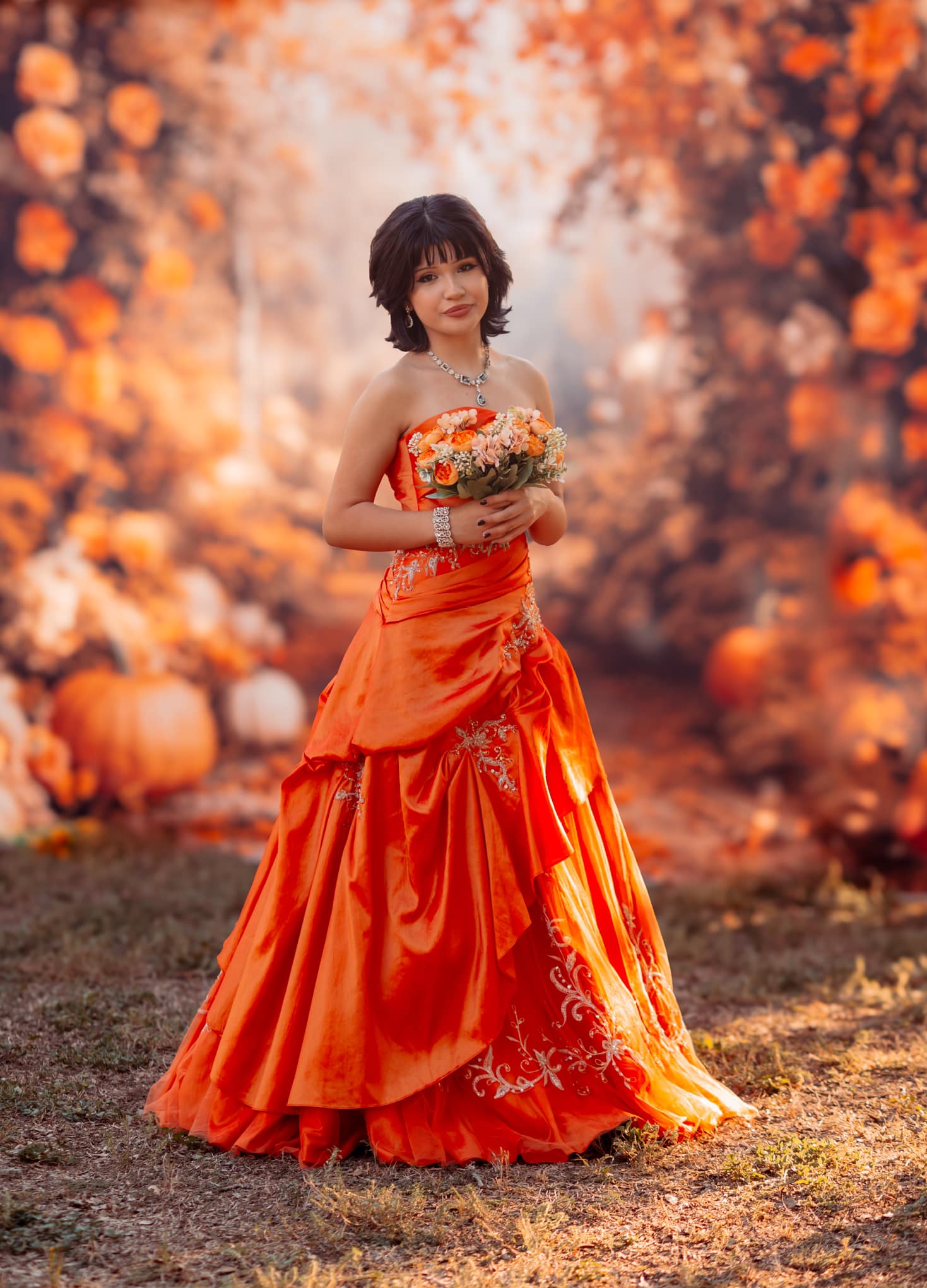 Kate Autumn Maple Forest Flowers Pumpkin Backdrop Designed by Emetselch - Image 3
