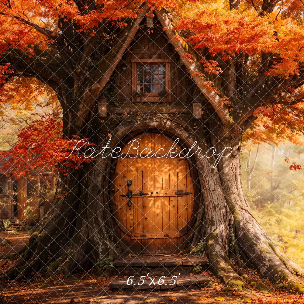 Kate Autumn Maple Leaves Treehouse Forest Backdrop Designed by Emetselch - Image 2