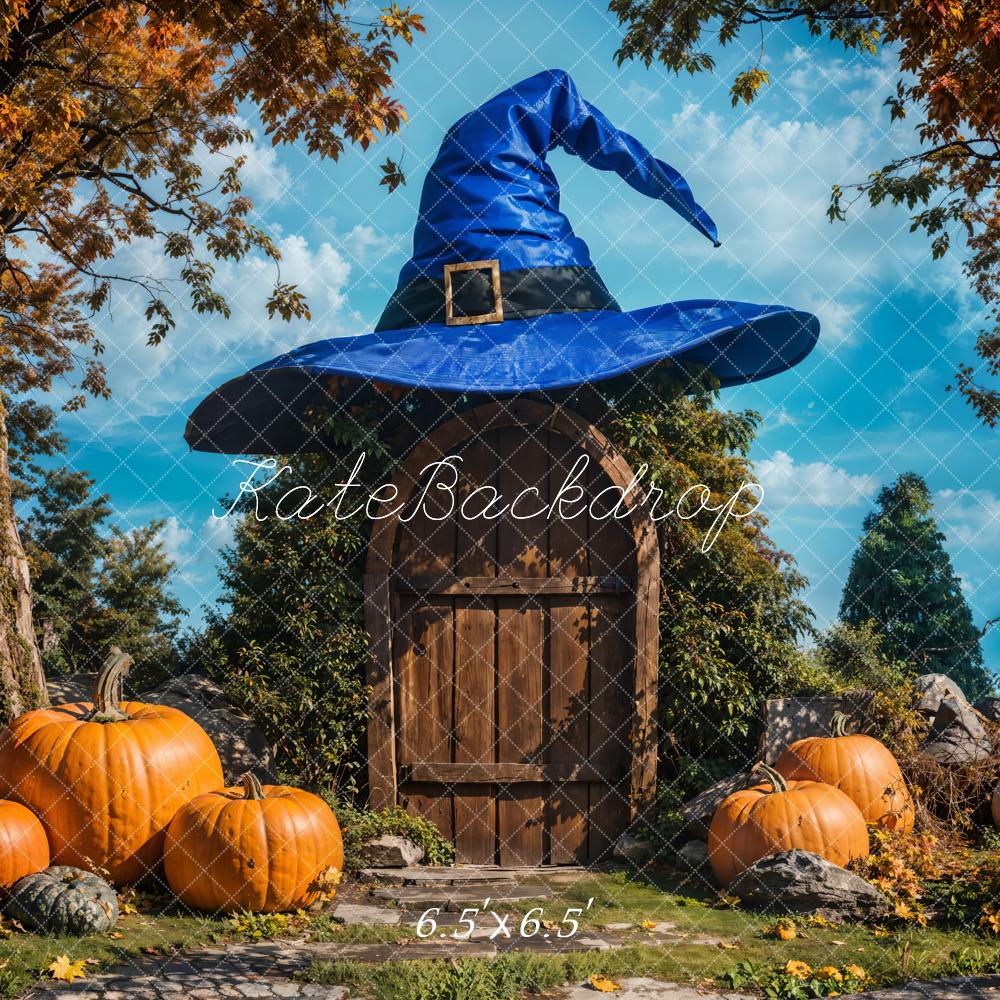 Kate Autumn Maple Tree Blue Magic Hat House Backdrop Designed by Emetselch - Image 2