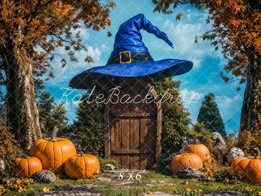 Kate Autumn Maple Tree Blue Magic Hat House Backdrop Designed by Emetselch - Image 3