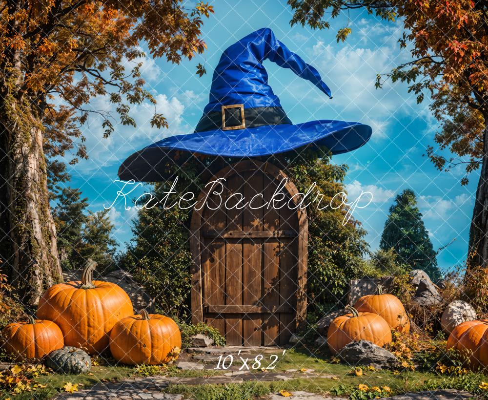 Kate Autumn Maple Tree Blue Magic Hat House Backdrop Designed by Emetselch - Image 5