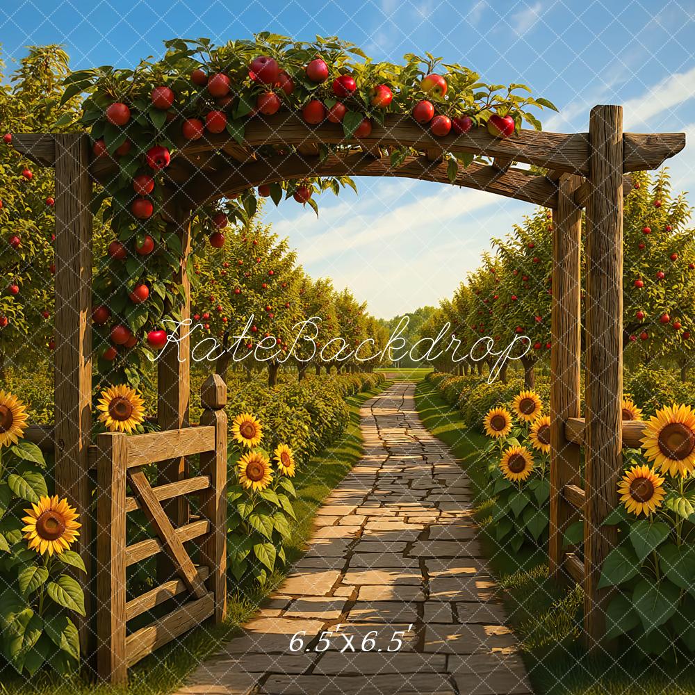 Kate Autumn Orchard Arch Sunflowers Path Backdrop Designed by Mini MakeBelieve - Image 2