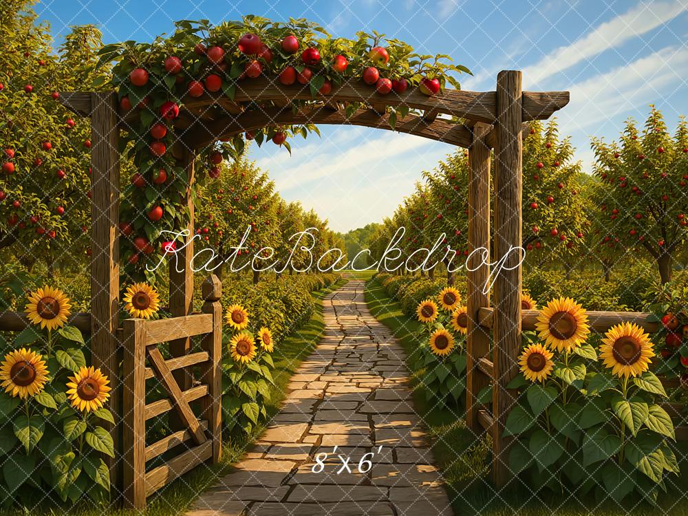 Kate Autumn Orchard Arch Sunflowers Path Backdrop Designed by Mini MakeBelieve - Image 3
