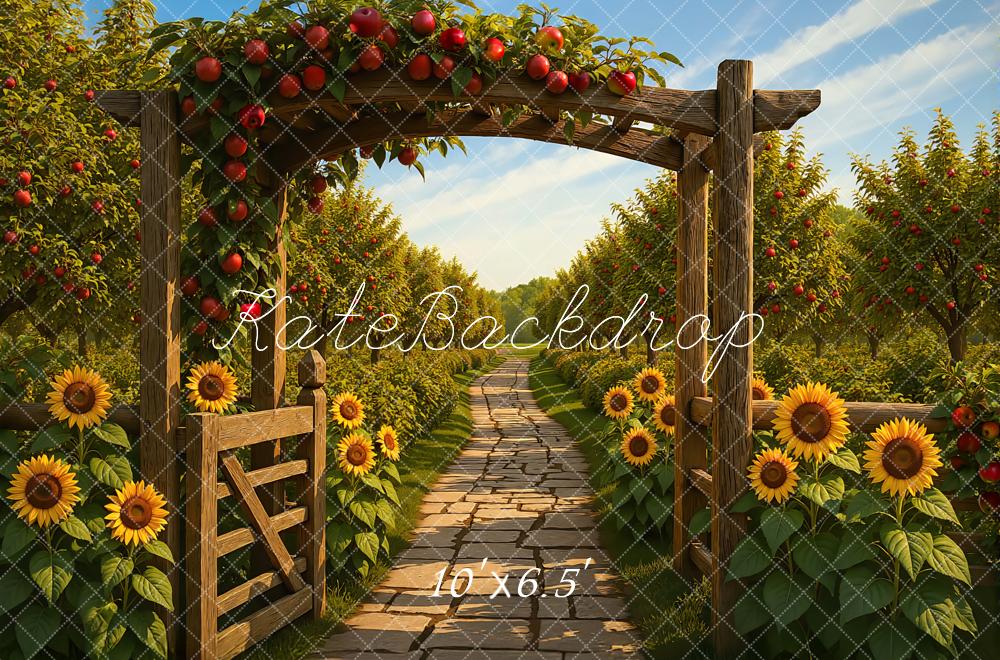 Kate Autumn Orchard Arch Sunflowers Path Backdrop Designed by Mini MakeBelieve - Image 4