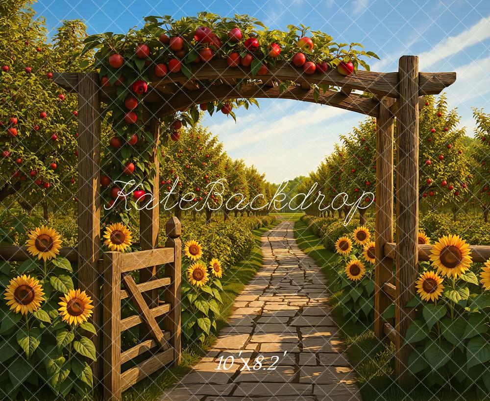 Kate Autumn Orchard Arch Sunflowers Path Backdrop Designed by Mini MakeBelieve - Image 5