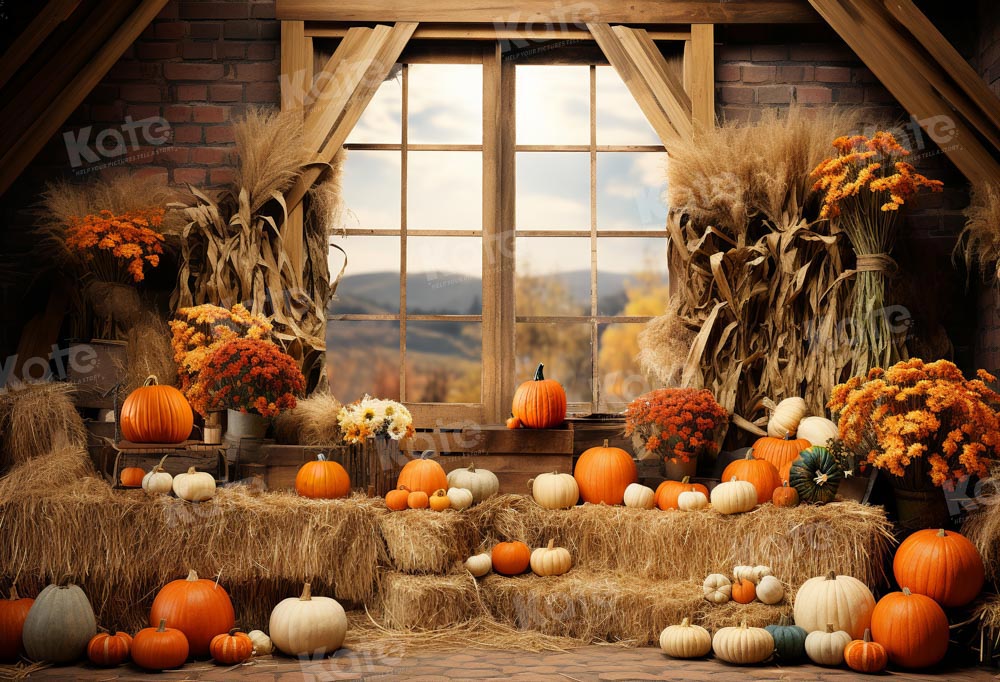 Kate Autumn Pumpkin Barn Backdrop Designed by Emetselch - Image 2