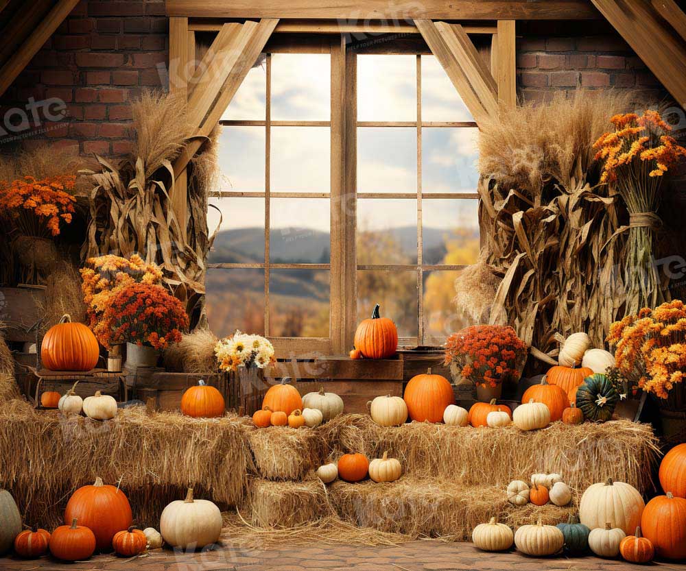 Kate Autumn Pumpkin Barn Backdrop Designed by Emetselch - Image 4