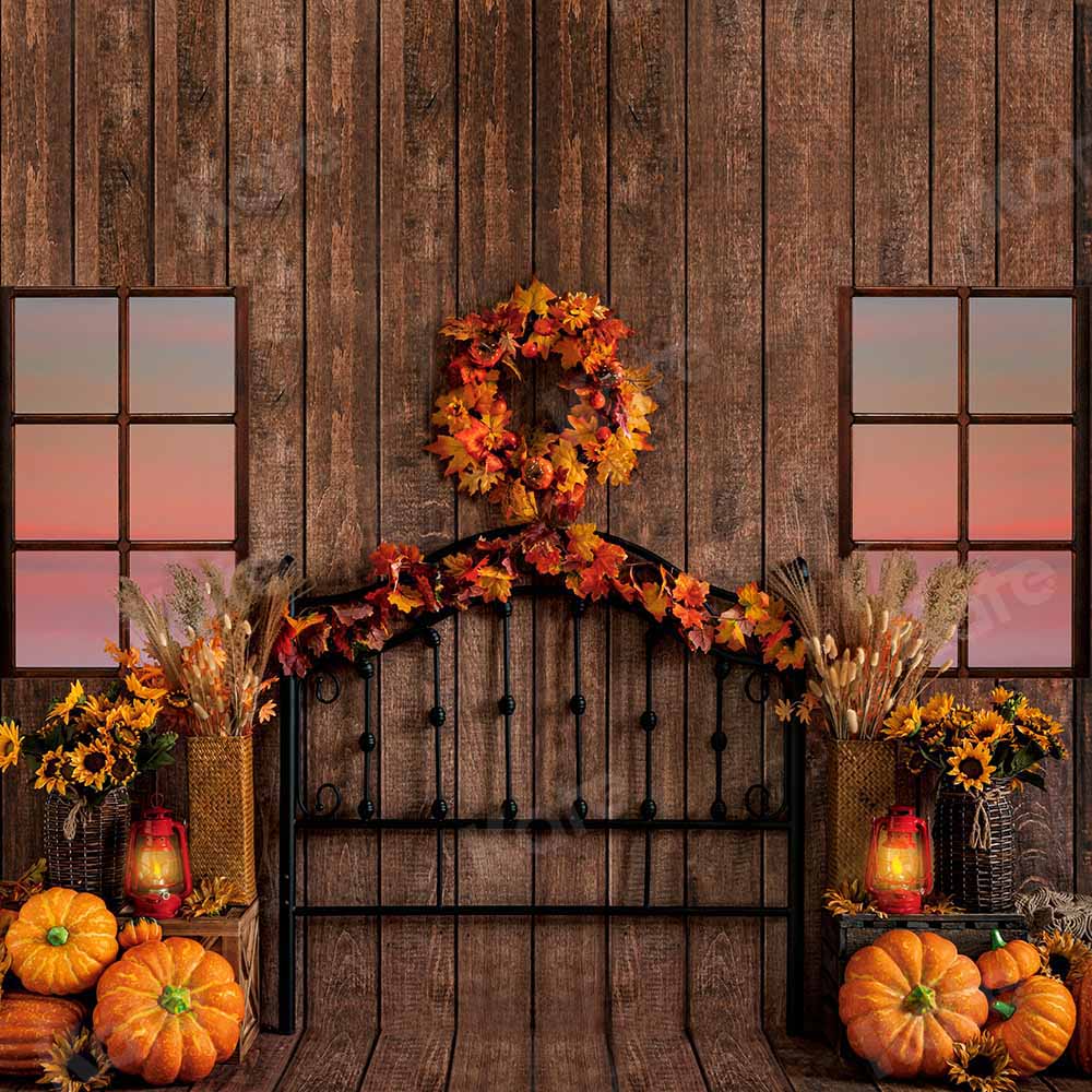Kate Autumn Pumpkin Boho Wood Board Backdrop Designed by Emetselch - Image 2