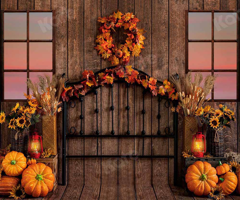 Kate Autumn Pumpkin Boho Wood Board Backdrop Designed by Emetselch - Image 3
