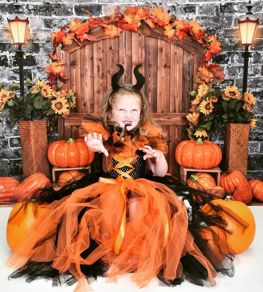 Kate Autumn Pumpkin Brick Barn Door Backdrop Designed by Emetselch - Image 4