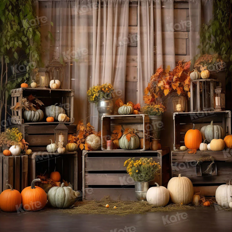 Kate Autumn Pumpkin Curtain Backdrop for Photography - Image 2
