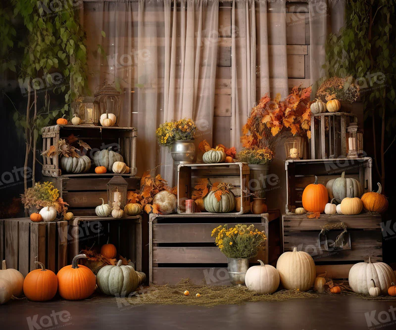 Kate Autumn Pumpkin Curtain Backdrop for Photography - Image 3
