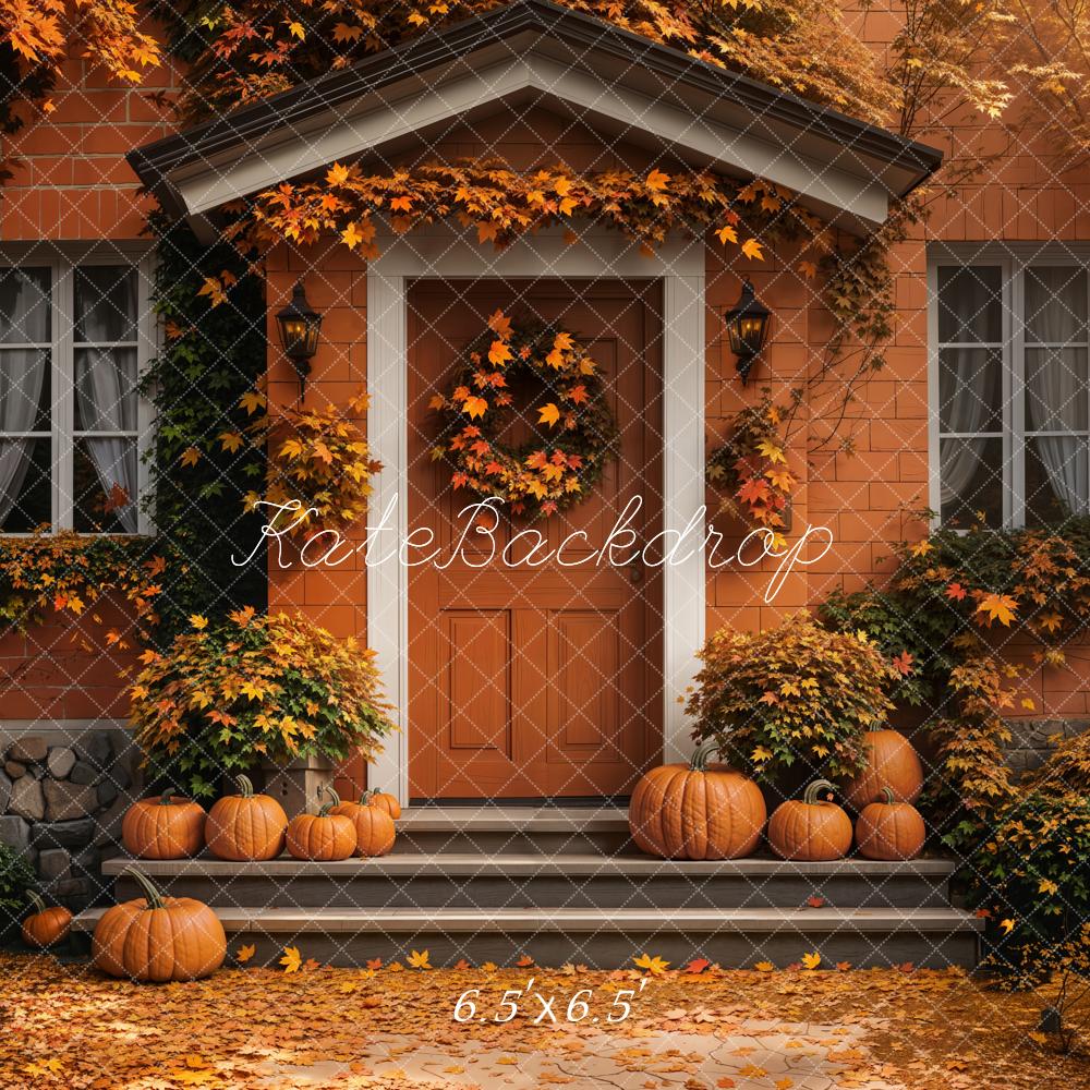 Kate Autumn Pumpkin Doorway Maple Leaves Backdrop Designed by Emetselch - Image 2