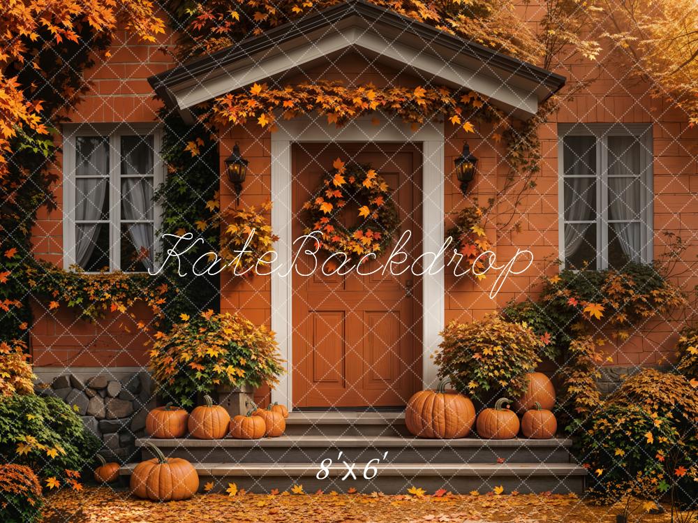 Kate Autumn Pumpkin Doorway Maple Leaves Backdrop Designed by Emetselch - Image 3