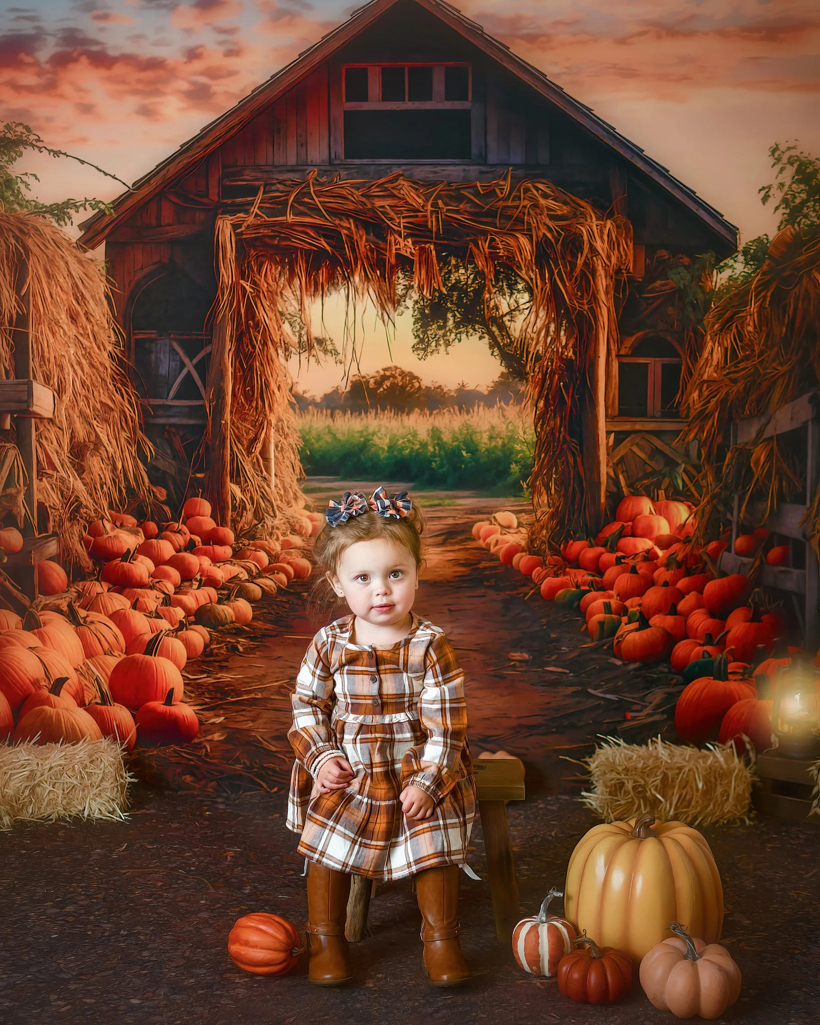 Kate Autumn Pumpkin Farm Backdrop for Photography - Image 4