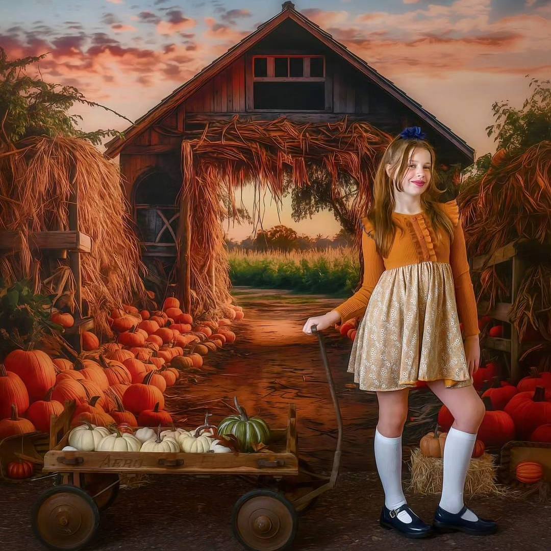 Kate Autumn Pumpkin Farm Backdrop for Photography - Image 5