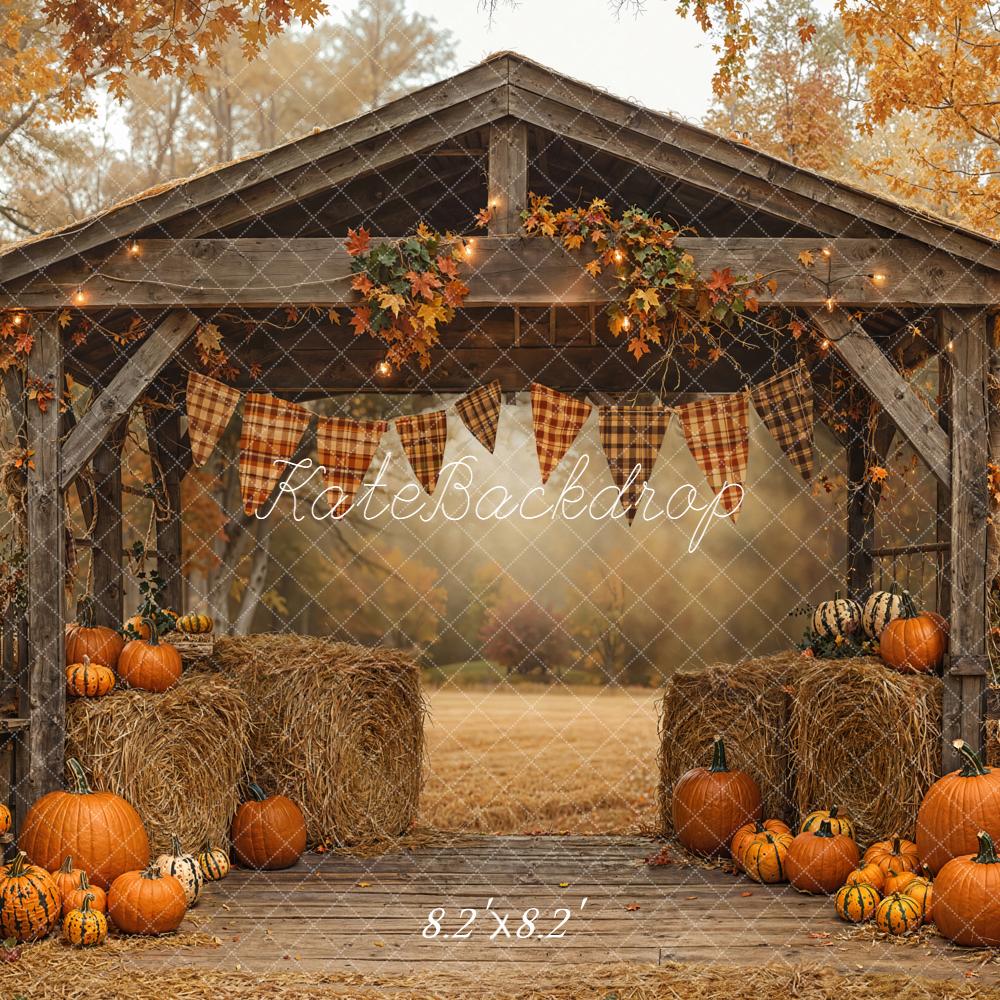 Kate Autumn Pumpkin Hay Bale Farm Backdrop Designed by Emetselch - Image 3