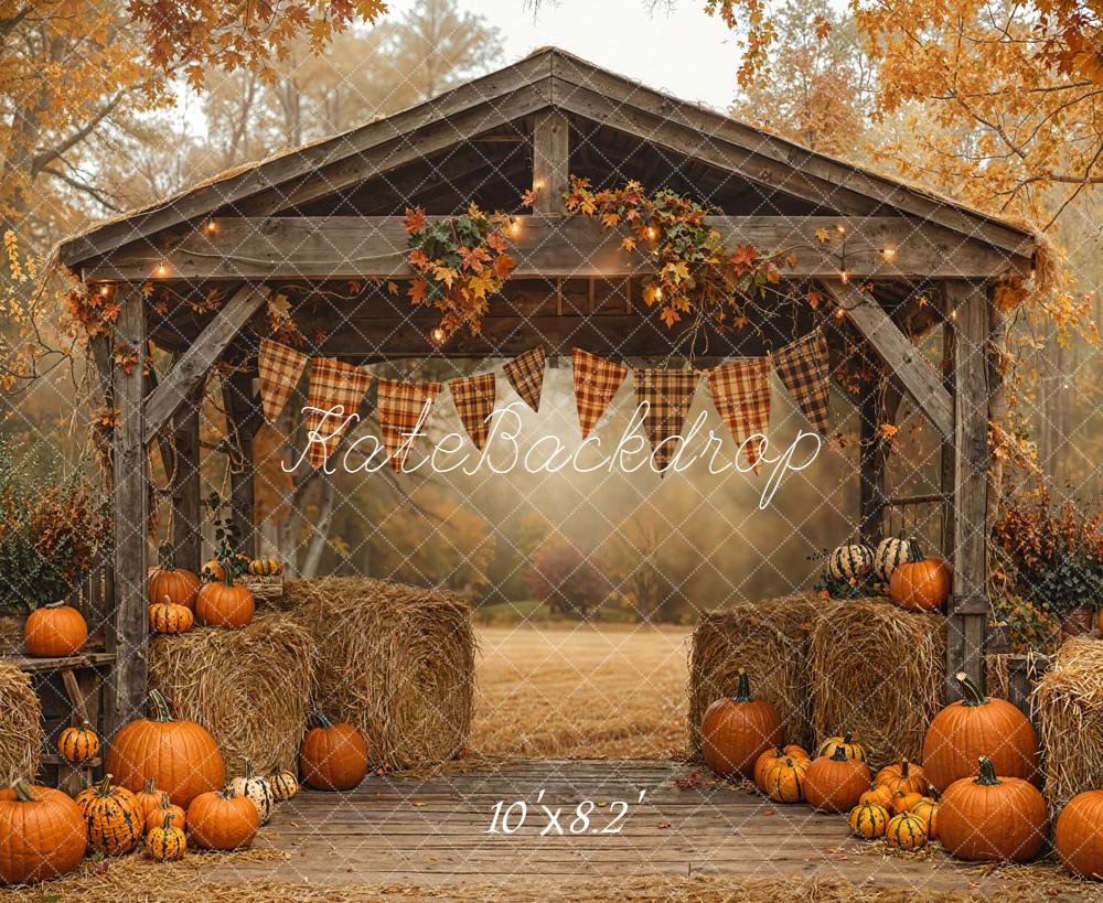 Kate Autumn Pumpkin Hay Bale Farm Backdrop Designed by Emetselch - Image 5