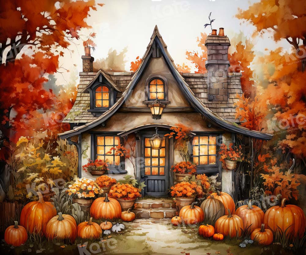 Kate Autumn Pumpkin House Backdrop Designed by Emetselch - Image 3
