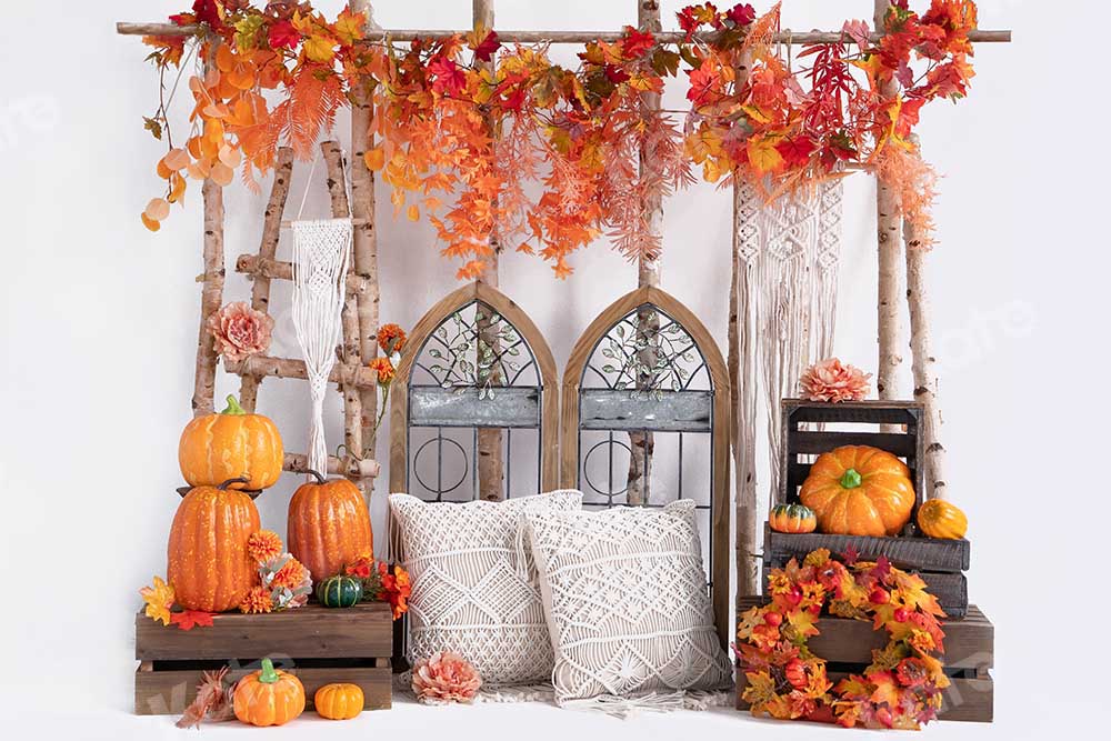 Kate Autumn Pumpkin Maple Leaf Boho Backdrop Designed by Emetselch - Image 2