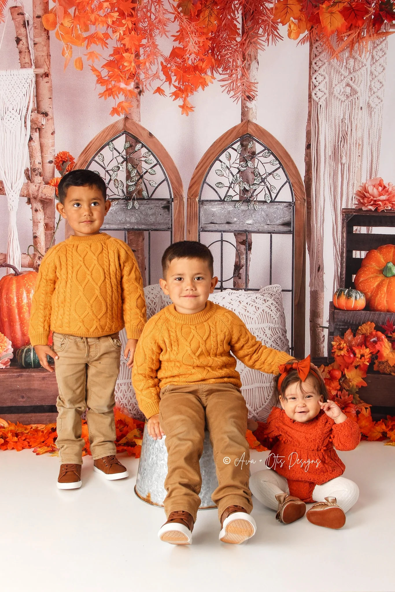 Kate Autumn Pumpkin Maple Leaf Boho Backdrop Designed by Emetselch - Image 3