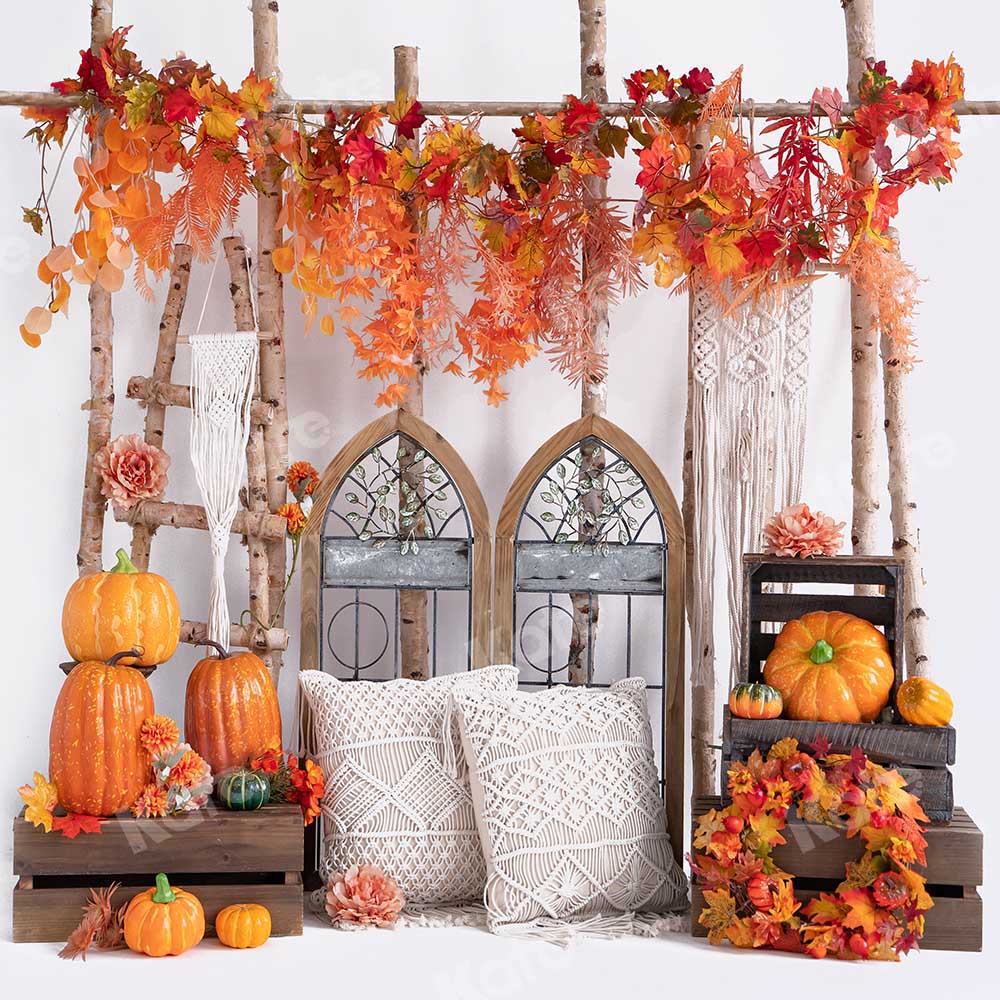 Kate Autumn Pumpkin Maple Leaf Boho Backdrop Designed by Emetselch - Image 4