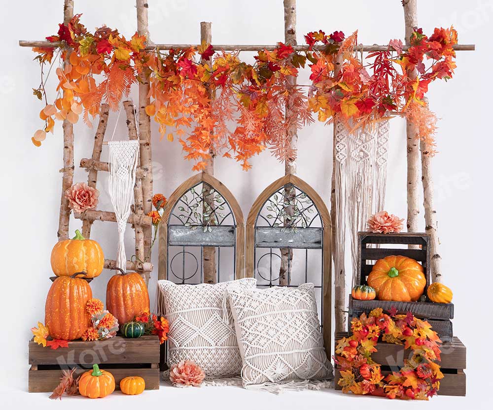 Kate Autumn Pumpkin Maple Leaf Boho Backdrop Designed by Emetselch - Image 5