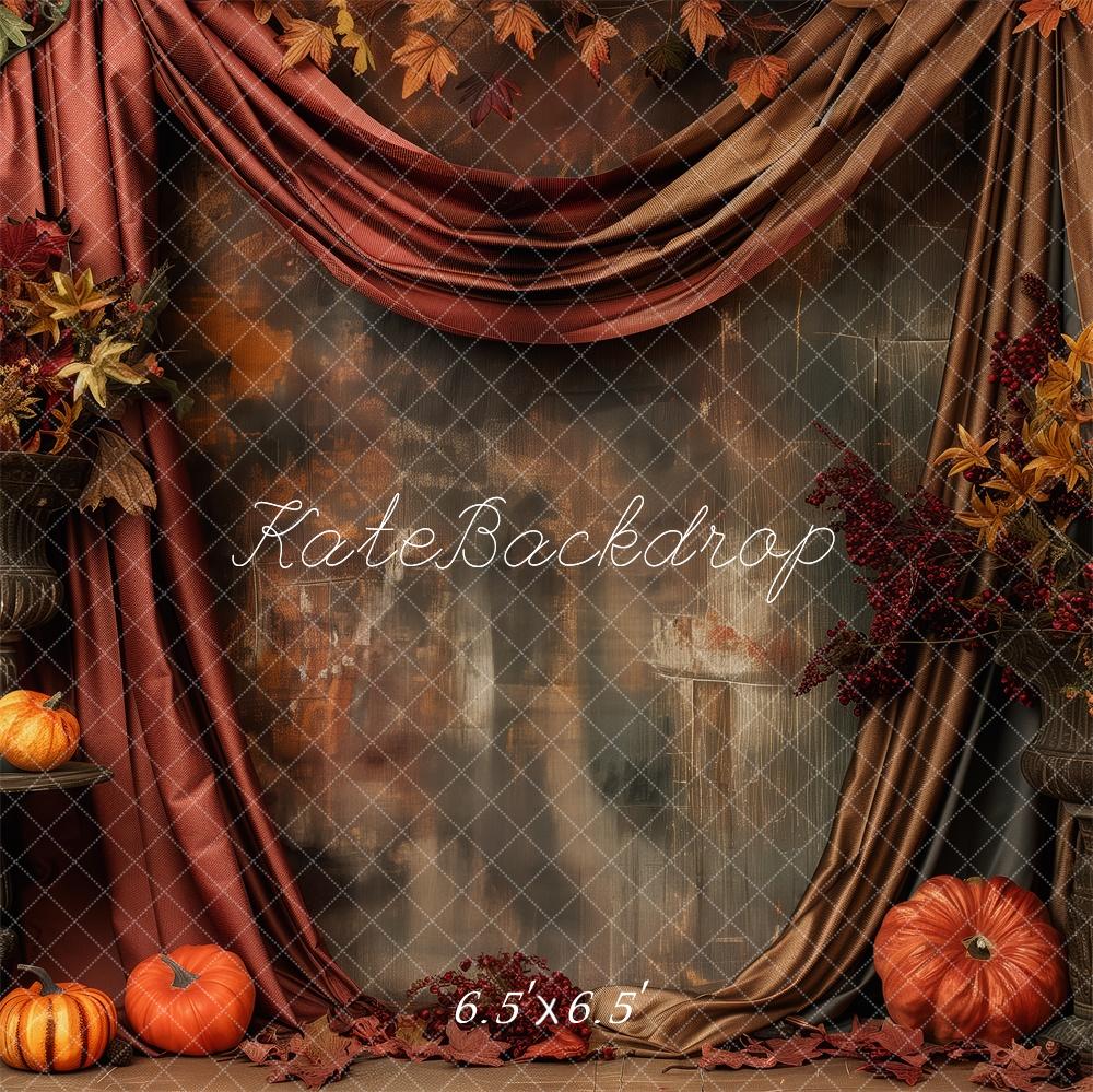 Kate Autumn Pumpkin Patch Red Curtain Backdrop Designed by Patty Robert - Image 2
