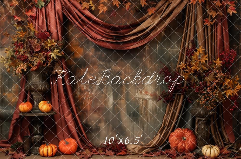 Kate Autumn Pumpkin Patch Red Curtain Backdrop Designed by Patty Robert - Image 3