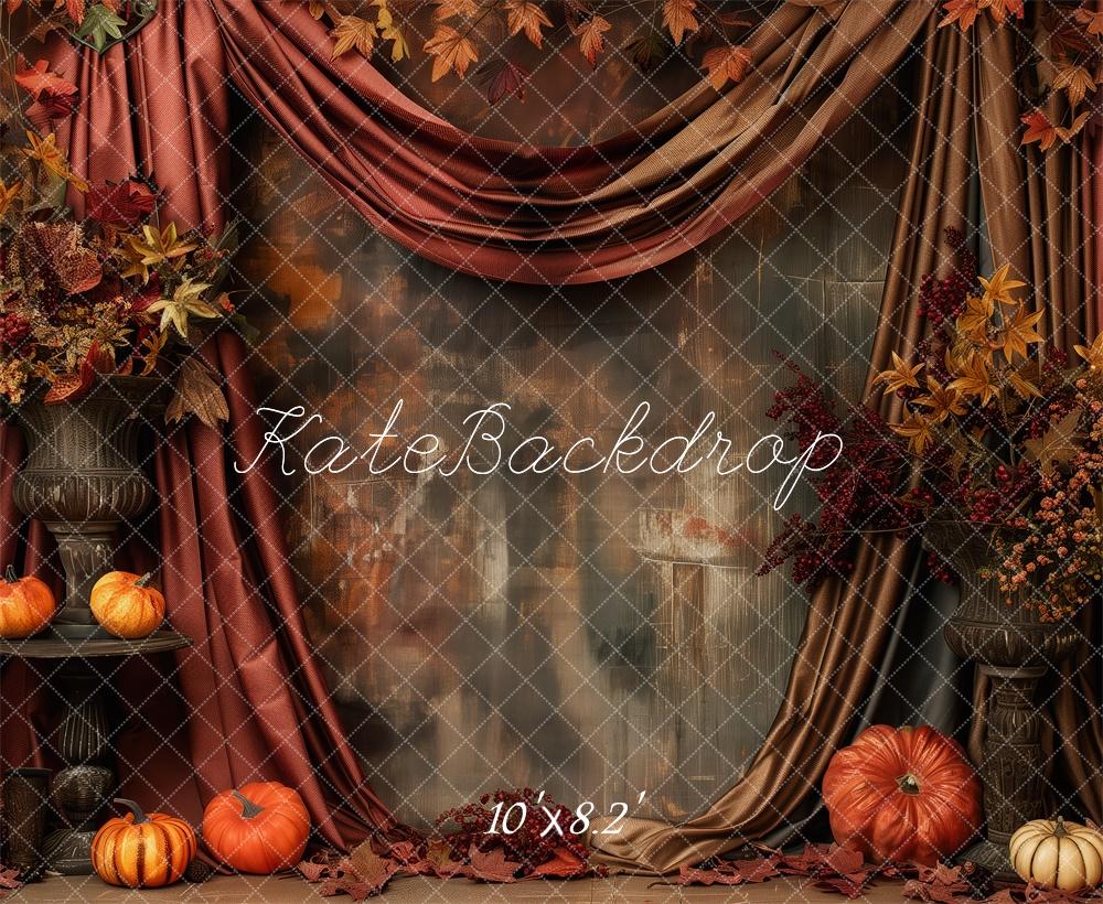 Kate Autumn Pumpkin Patch Red Curtain Backdrop Designed by Patty Robert - Image 4