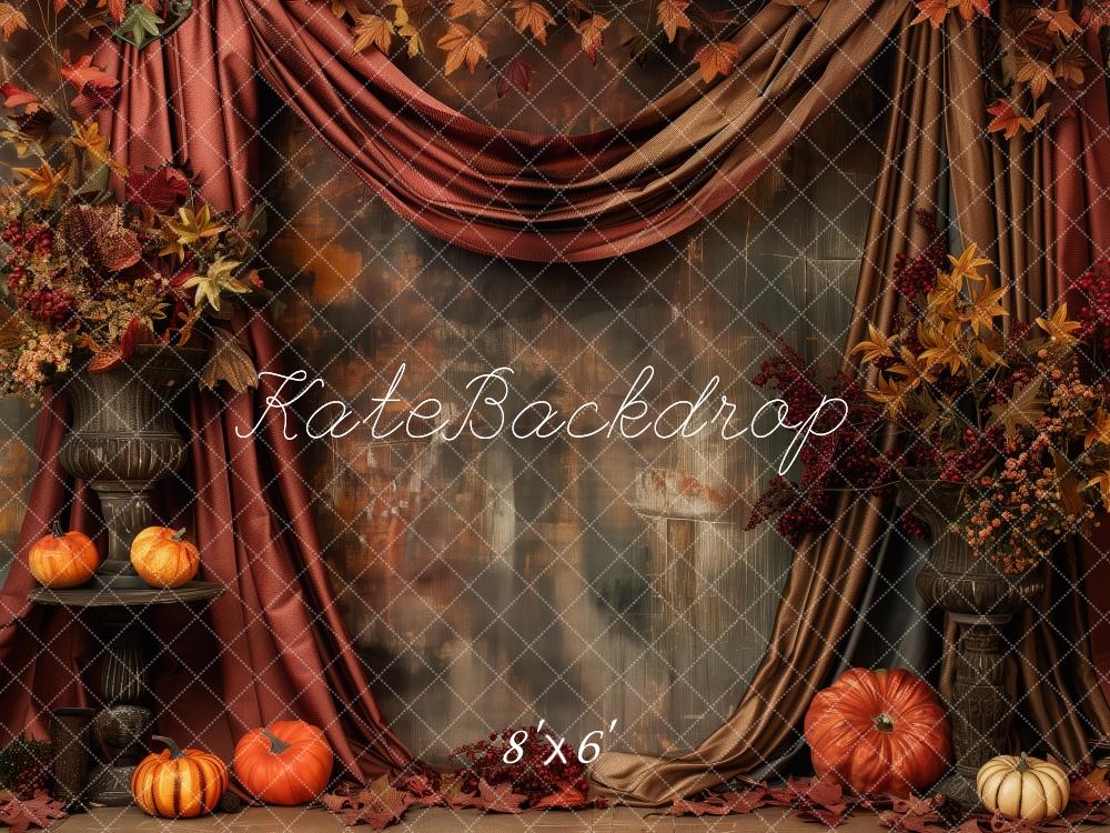 Kate Autumn Pumpkin Patch Red Curtain Backdrop Designed by Patty Robert - Image 5