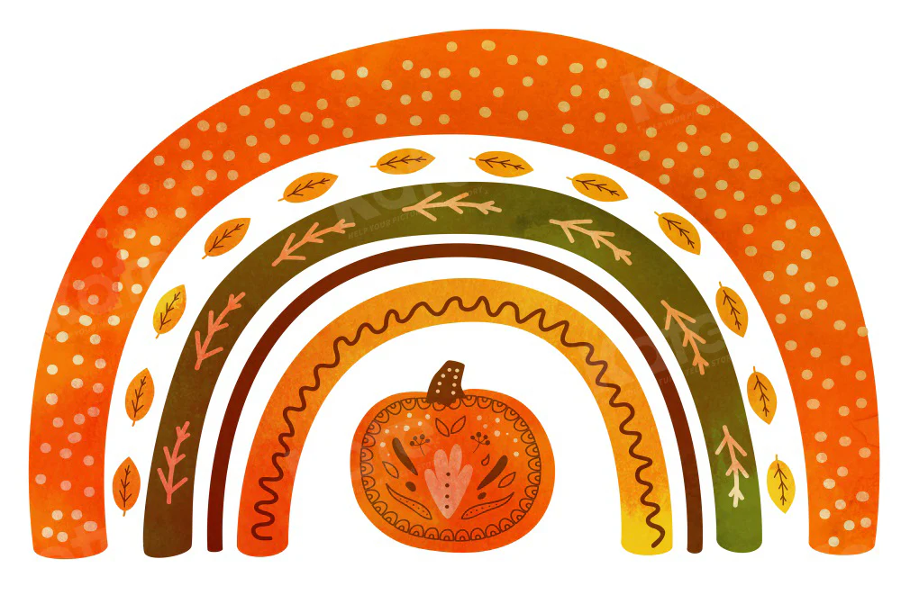 Kate Autumn Pumpkin Rainbow Backdrop for Photography - Image 2