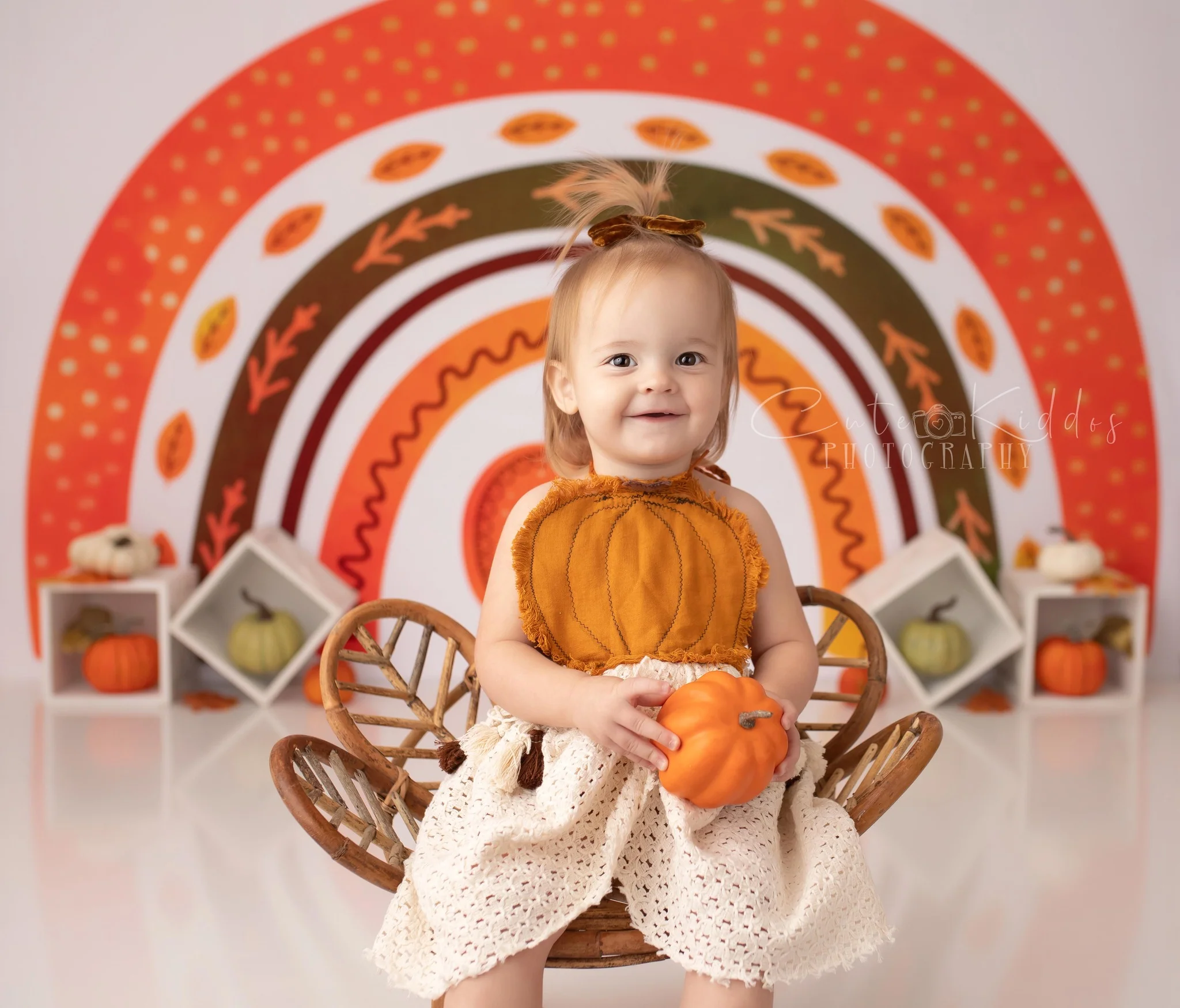 Kate Autumn Pumpkin Rainbow Backdrop for Photography - Image 3