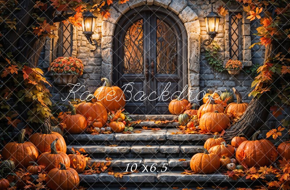 Kate Autumn Pumpkin Retro Stone Castle Backdrop Designed by Chain Photography - Image 4