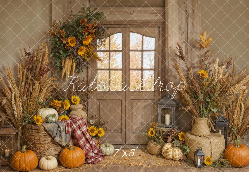 Kate Autumn Pumpkin Rustic Room Backdrop Designed by Emetselch