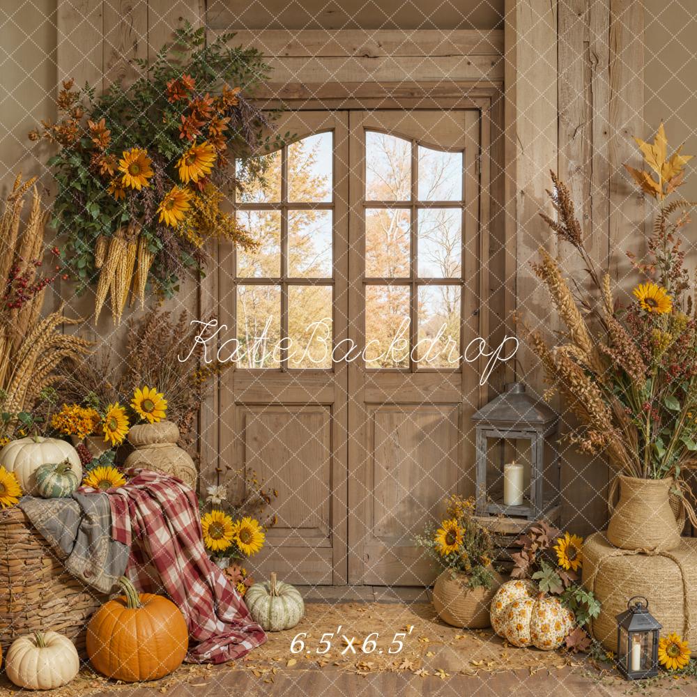Kate Autumn Pumpkin Rustic Room Backdrop Designed by Emetselch - Image 2