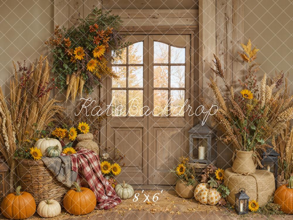 Kate Autumn Pumpkin Rustic Room Backdrop Designed by Emetselch - Image 4