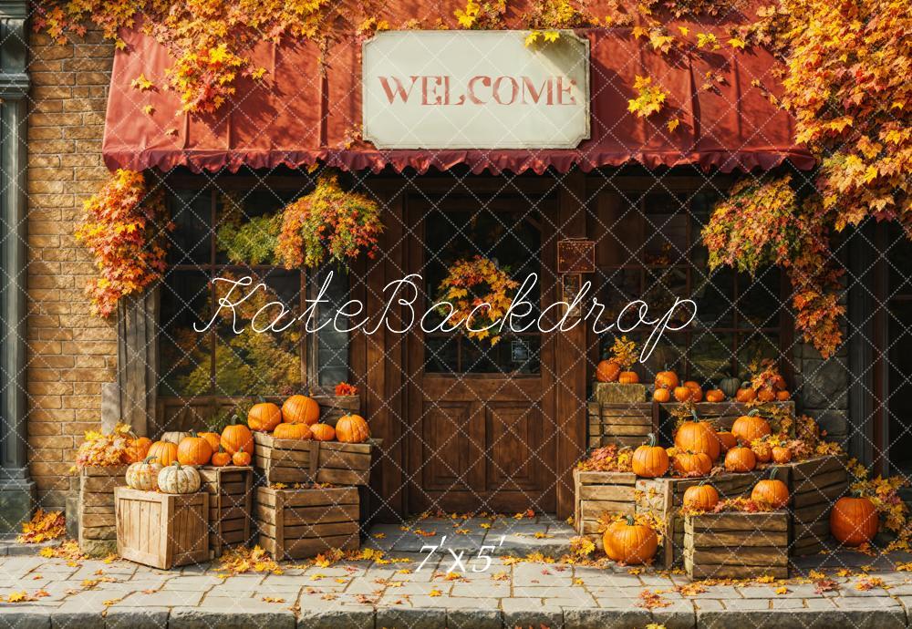 Kate Autumn Pumpkin Shop Maple Leaves Backdrop Designed by Emetselch - Image 2