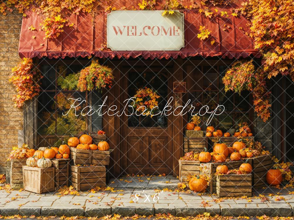 Kate Autumn Pumpkin Shop Maple Leaves Backdrop Designed by Emetselch - Image 5