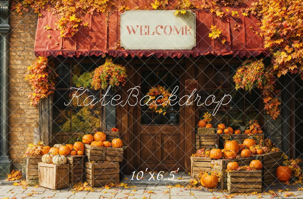 Kate Autumn Pumpkin Shop Maple Leaves Backdrop Designed by Emetselch - Image 6