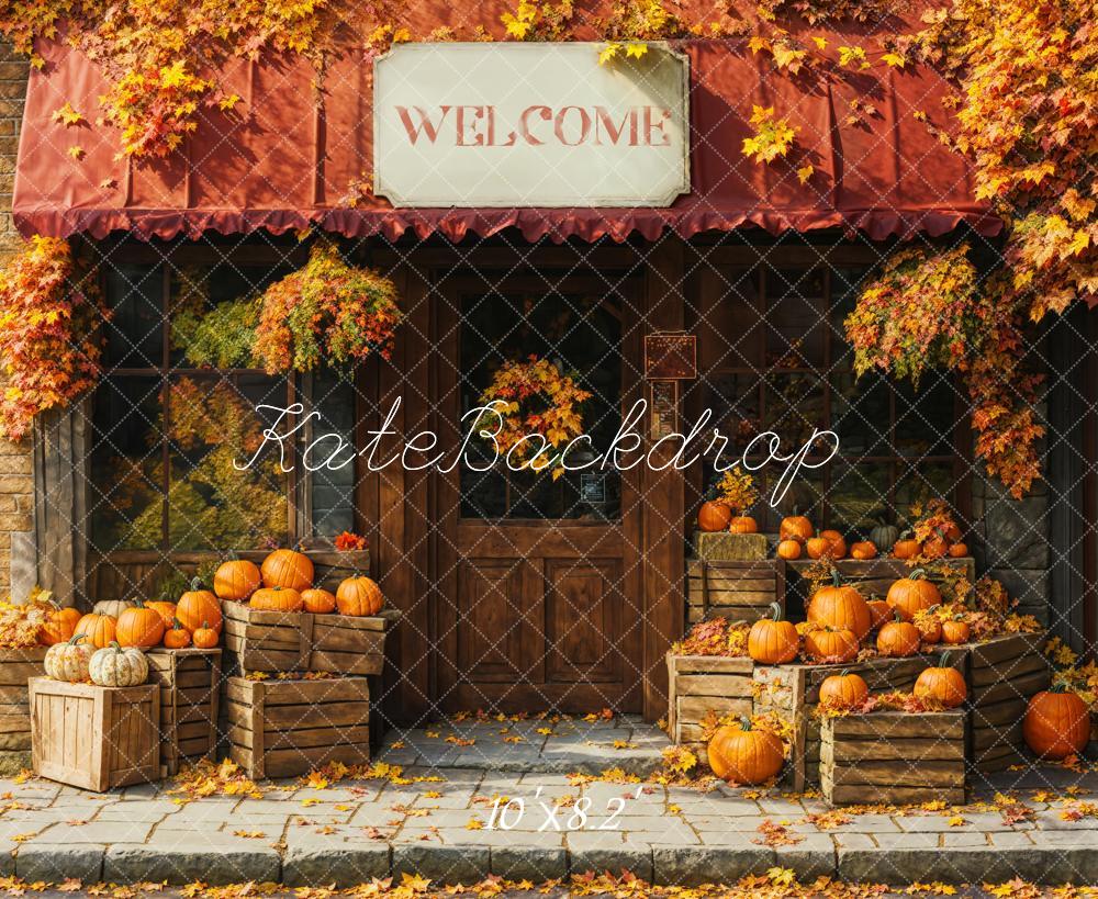 Kate Autumn Pumpkin Shop Maple Leaves Backdrop Designed by Emetselch - Image 7
